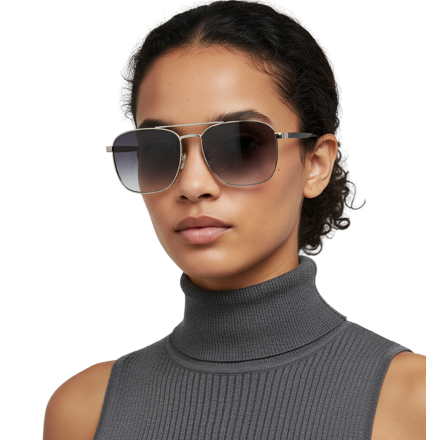 Gray Smoke Square Metal Sunglasses