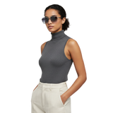 Gray Smoke Square Metal Sunglasses