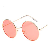 Lunettesx De Soleil Retro Pour Femmes, Effet Miroir, Style Rond Rose, Styliste De Marque, Alliage Pour Femmes,