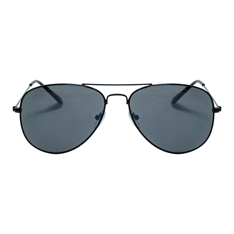 Retro Black Aviator Shades – Smoke Lens