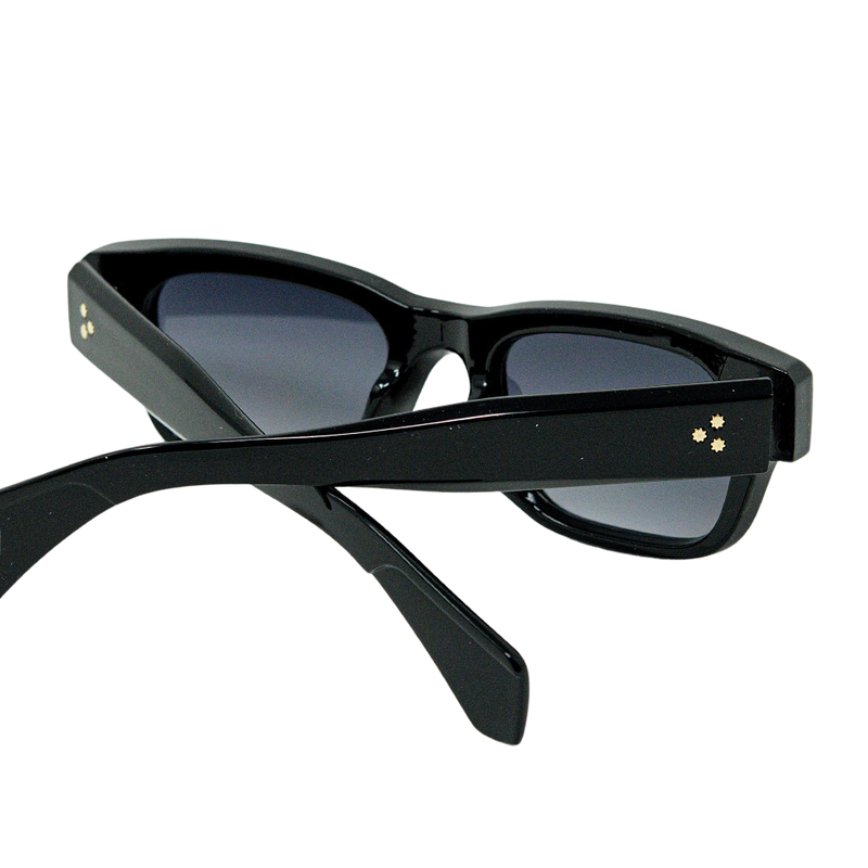 Black Oval Sunglasses with Gold Detail