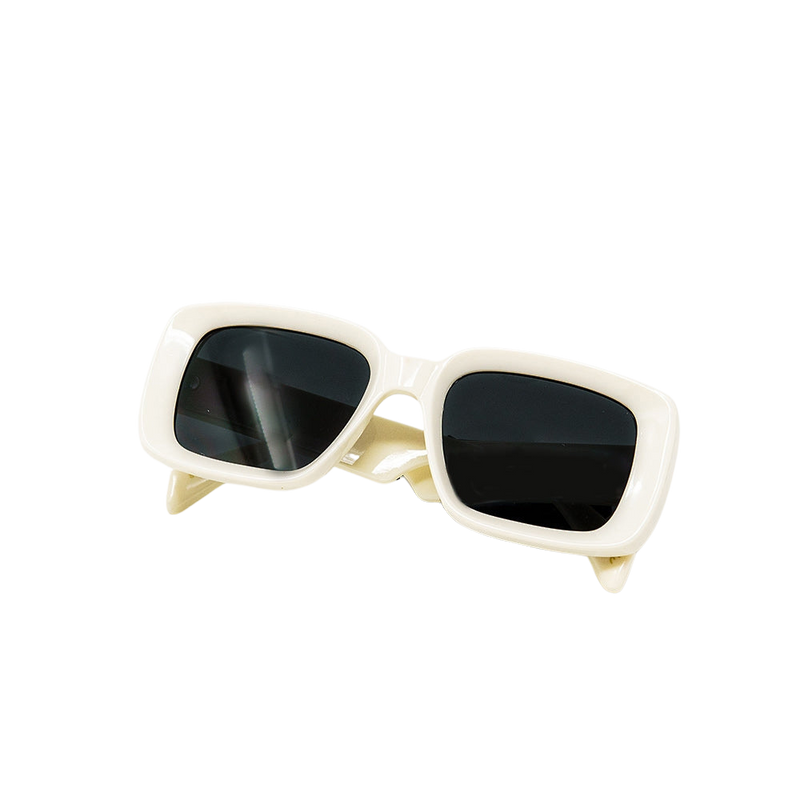 Oversized White Rectangular Sunglasses