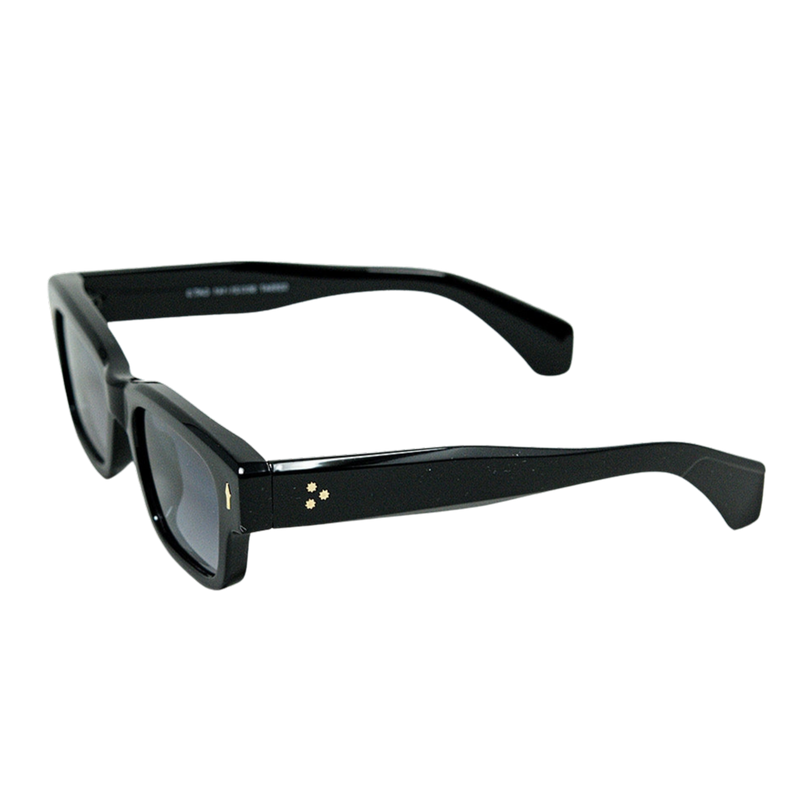 Black Oval Sunglasses with Gold Detail