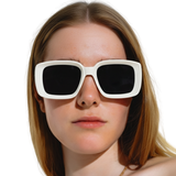 Oversized White Rectangular Sunglasses