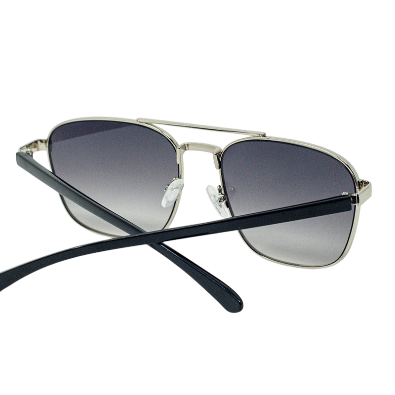 Gray Smoke Square Metal Sunglasses