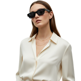 Black Oval Sunglasses with Gold Detail