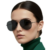Retro Black Aviator Shades – Smoke Lens