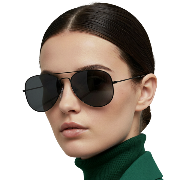 Retro Black Aviator Shades – Smoke Lens