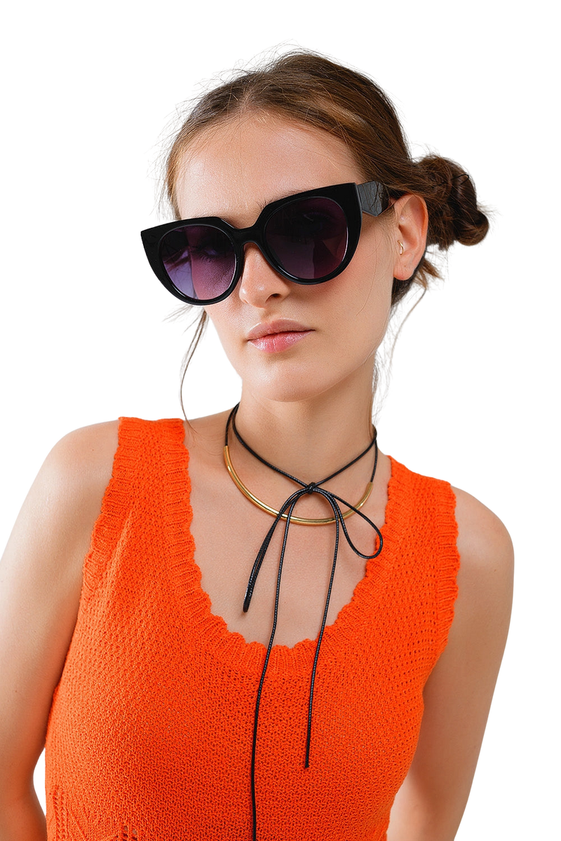 Oversized Black Cat Eye Sunglasses