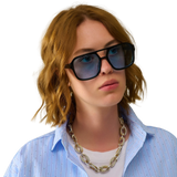 Blue Lens Sunglasses – Black Frames