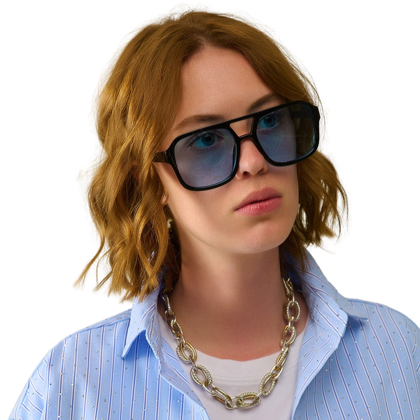 Blue Lens Sunglasses – Black Frames