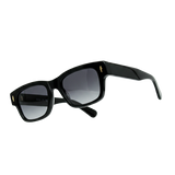 Black Oval Sunglasses with Gold Detail