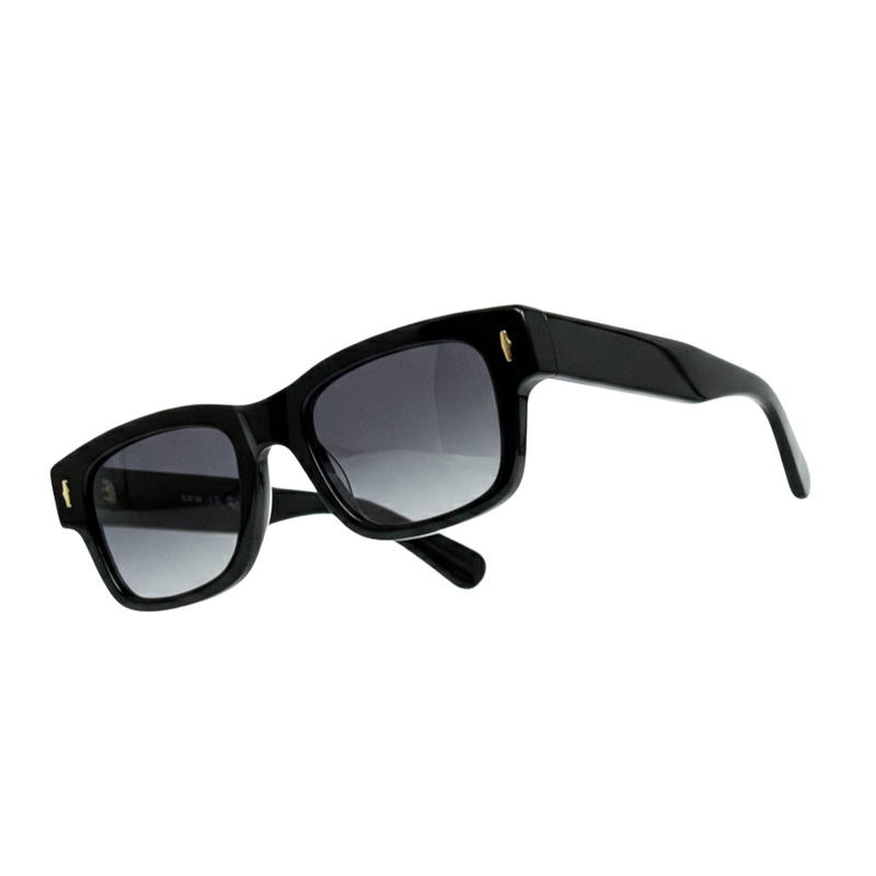 Black Oval Sunglasses with Gold Detail