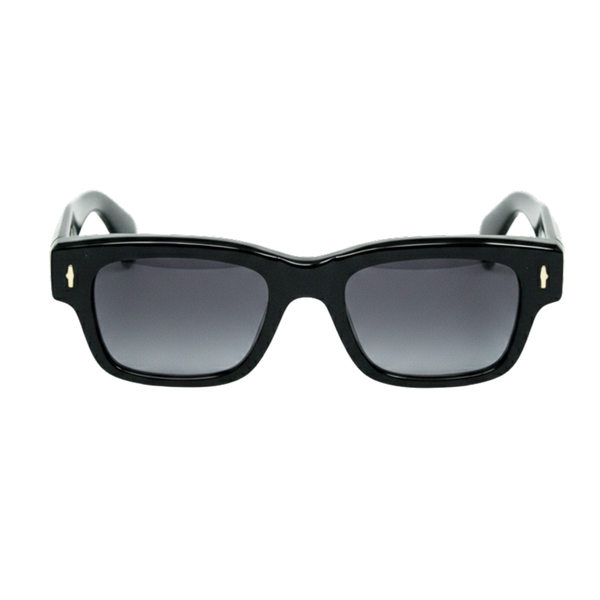 Black Oval Sunglasses with Gold Detail