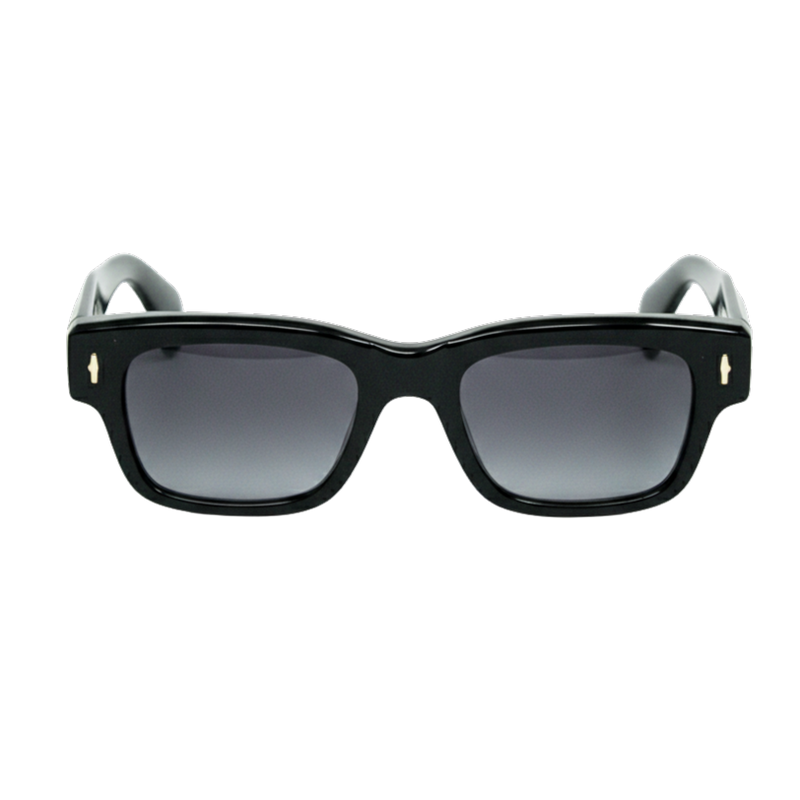Black Oval Sunglasses with Gold Detail