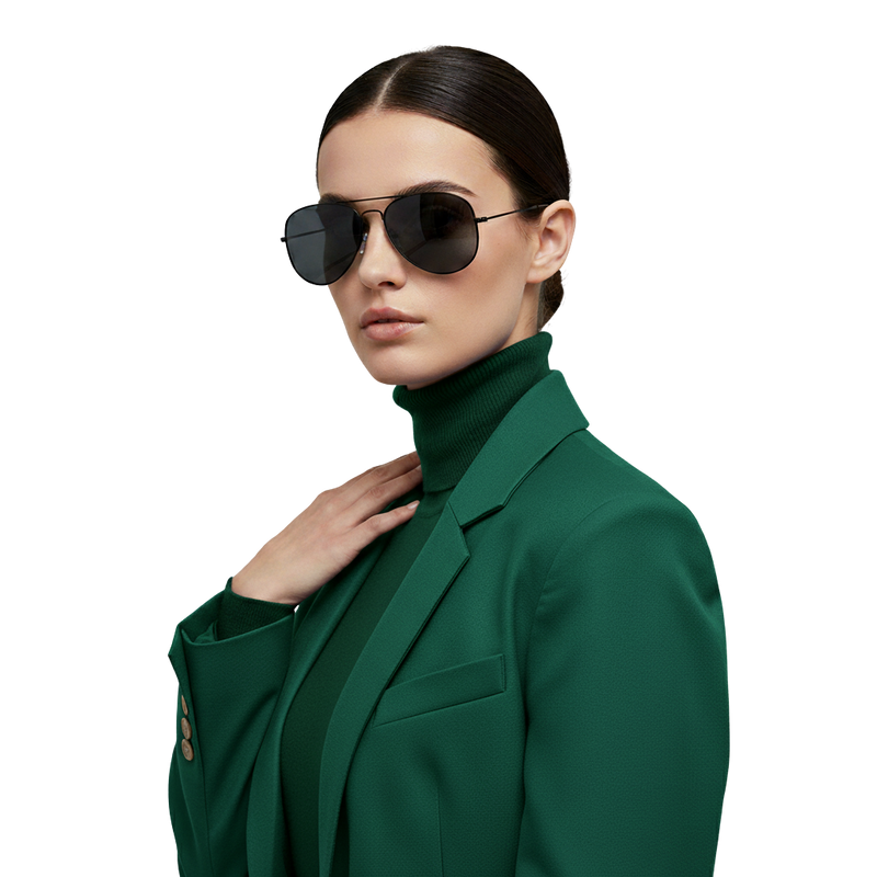 Retro Black Aviator Shades – Smoke Lens