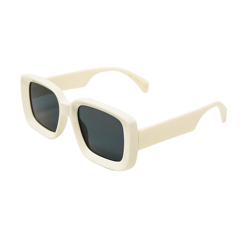 Oversized White Rectangular Sunglasses