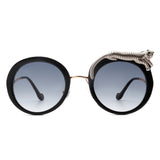Yellowze - Women Circle Oversize Fashion Round Sunglasses W/ Leopard Design