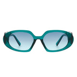 Glittera - Rectangle Retro Oval Chic Round Lens Leaf Design Fashion Sunglasses