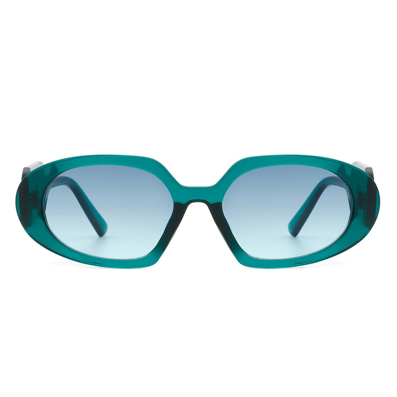 Glittera - Rectangle Retro Oval Chic Round Lens Leaf Design Fashion Sunglasses