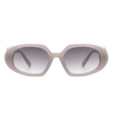 Glittera - Rectangle Retro Oval Chic Round Lens Leaf Design Fashion Sunglasses