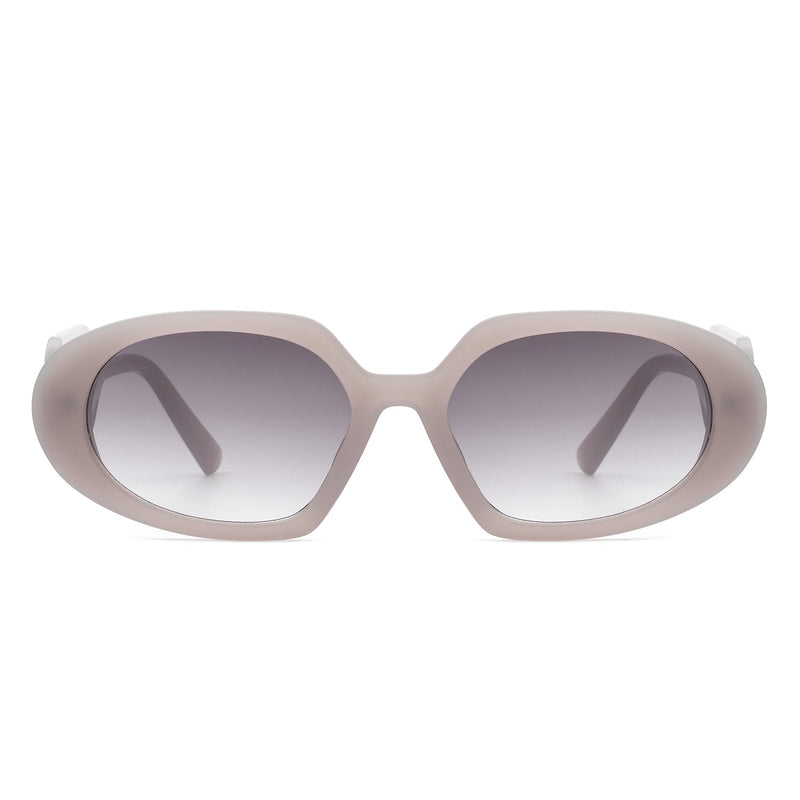 Glittera - Rectangle Retro Oval Chic Round Lens Leaf Design Fashion Sunglasses