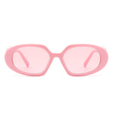 Glittera - Rectangle Retro Oval Chic Round Lens Leaf Design Fashion Sunglasses