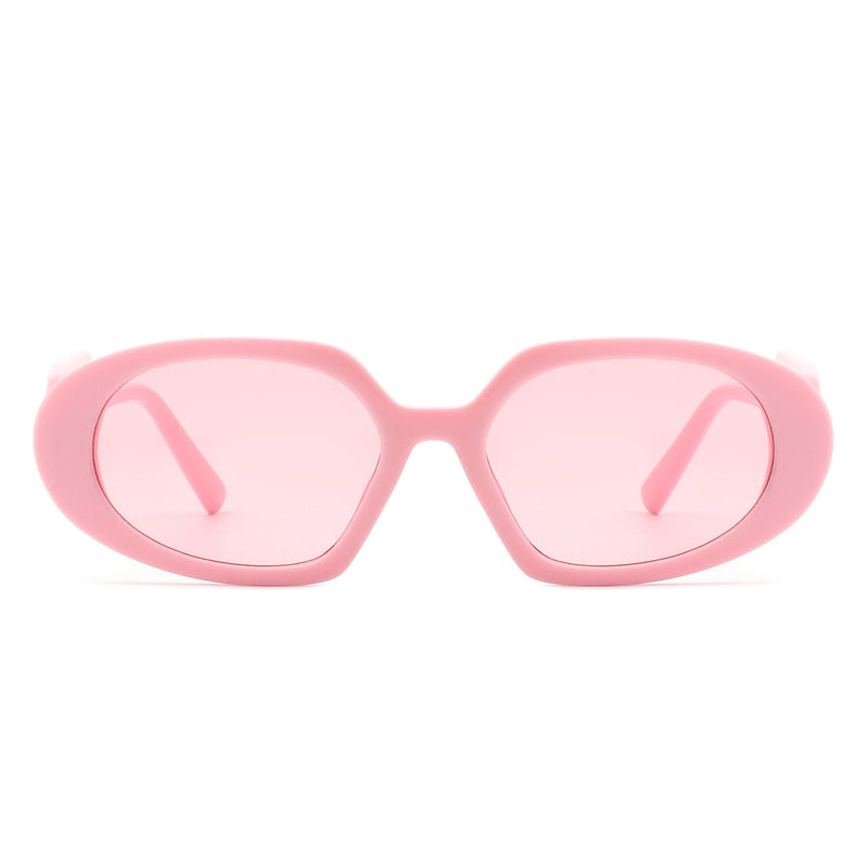 Glittera - Rectangle Retro Oval Chic Round Lens Leaf Design Fashion Sunglasses