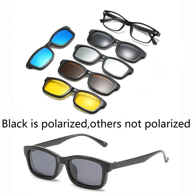 HJYFINO 5 Lenes Magnet Sunglasses Clip Mirrored Clip on Sunglasses