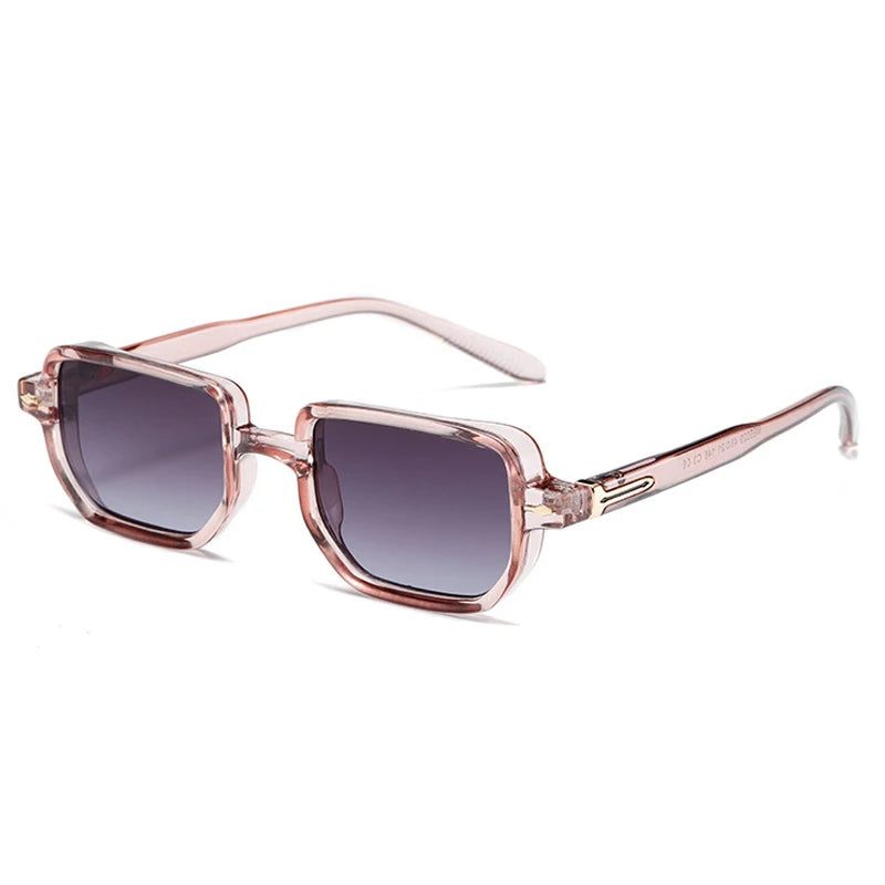 SO&EI Retro Rectangle Rivets Men Punk Gradient Sunglasses Shades UV400