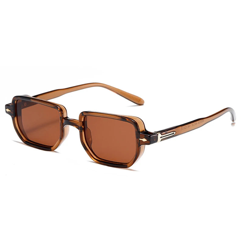 SO&EI Retro Rectangle Rivets Men Punk Gradient Sunglasses Shades UV400