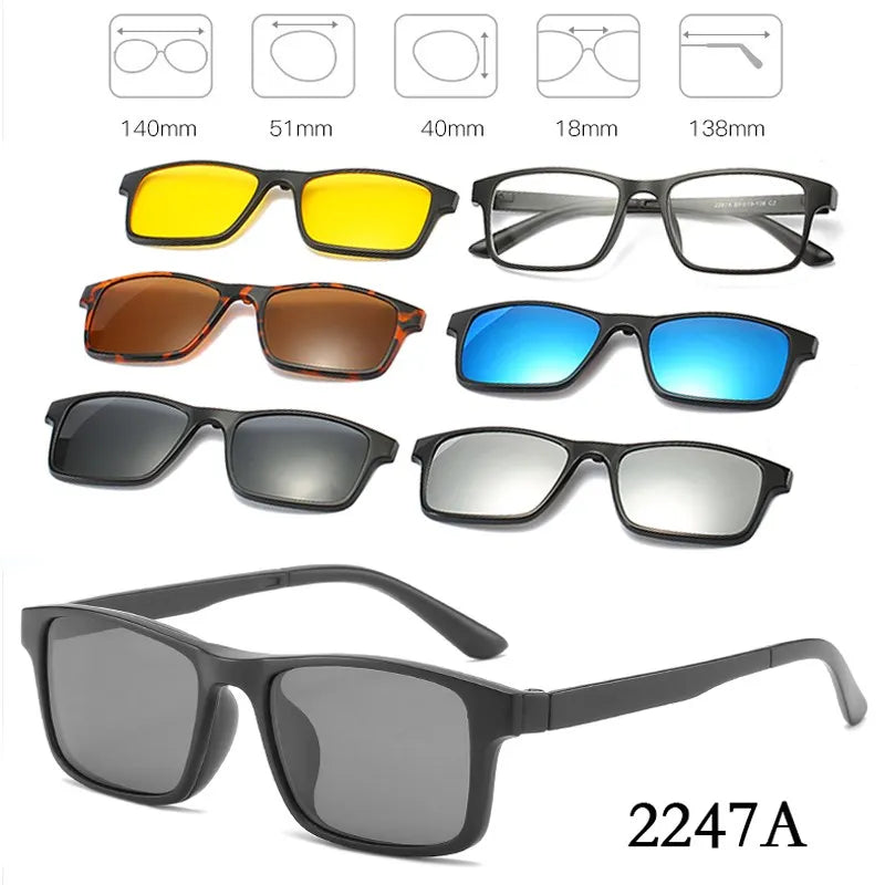 HJYFINO 5 Lenes Magnet Sunglasses Clip Mirrored Clip on Sunglasses