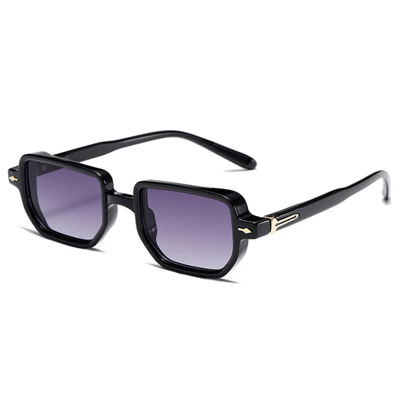 SO&EI Retro Rectangle Rivets Men Punk Gradient Sunglasses Shades UV400