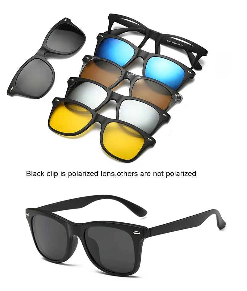 HJYFINO 5 Lenes Magnet Sunglasses Clip Mirrored Clip on Sunglasses