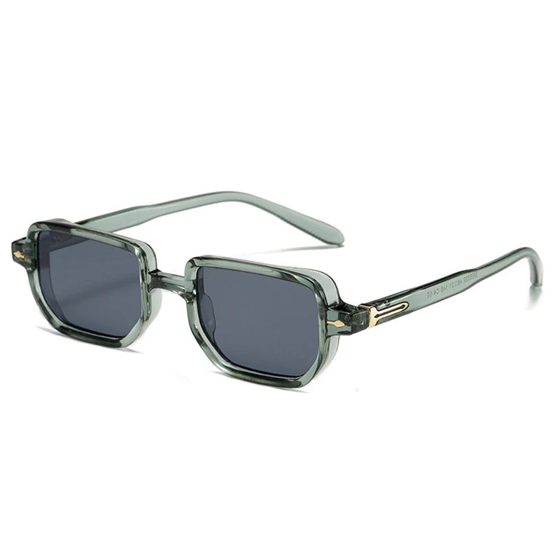 SO&EI Retro Rectangle Rivets Men Punk Gradient Sunglasses Shades UV400