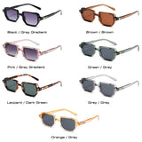 SO&EI Retro Rectangle Rivets Men Punk Gradient Sunglasses Shades UV400