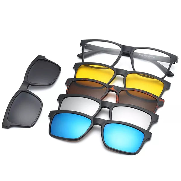 HJYFINO 5 Lenes Magnet Sunglasses Clip Mirrored Clip on Sunglasses