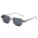 SO&EI Retro Rectangle Rivets Men Punk Gradient Sunglasses Shades UV400
