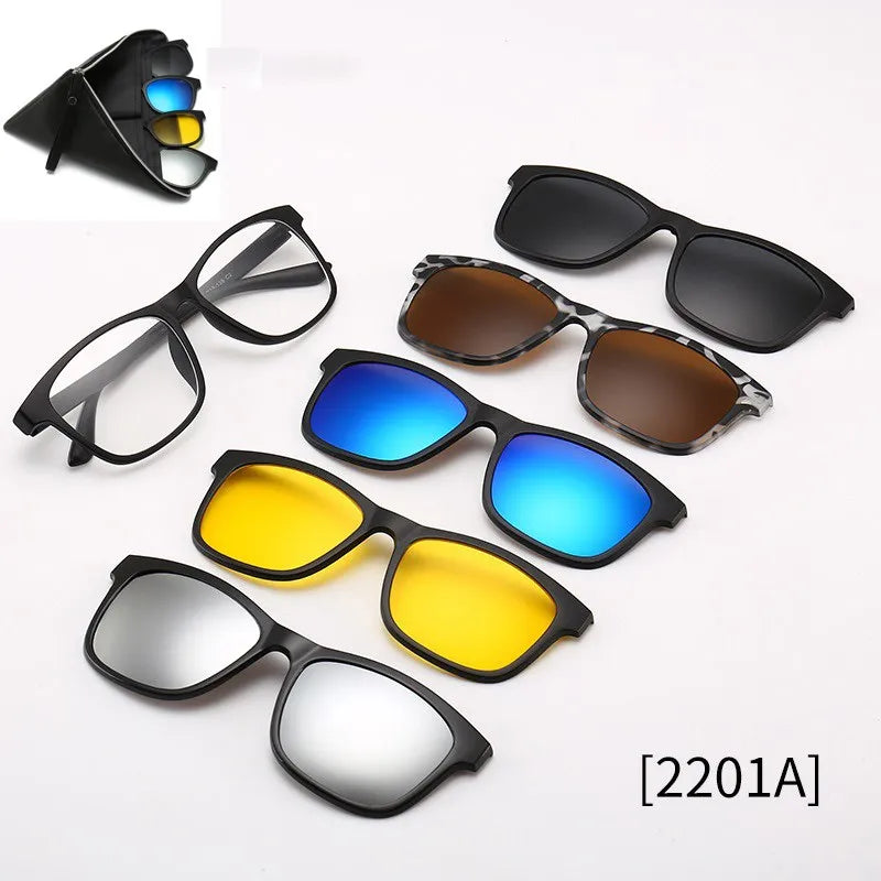 HJYFINO 5 Lenes Magnet Sunglasses Clip Mirrored Clip on Sunglasses