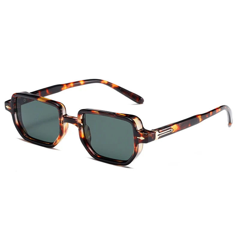 SO&EI Retro Rectangle Rivets Men Punk Gradient Sunglasses Shades UV400