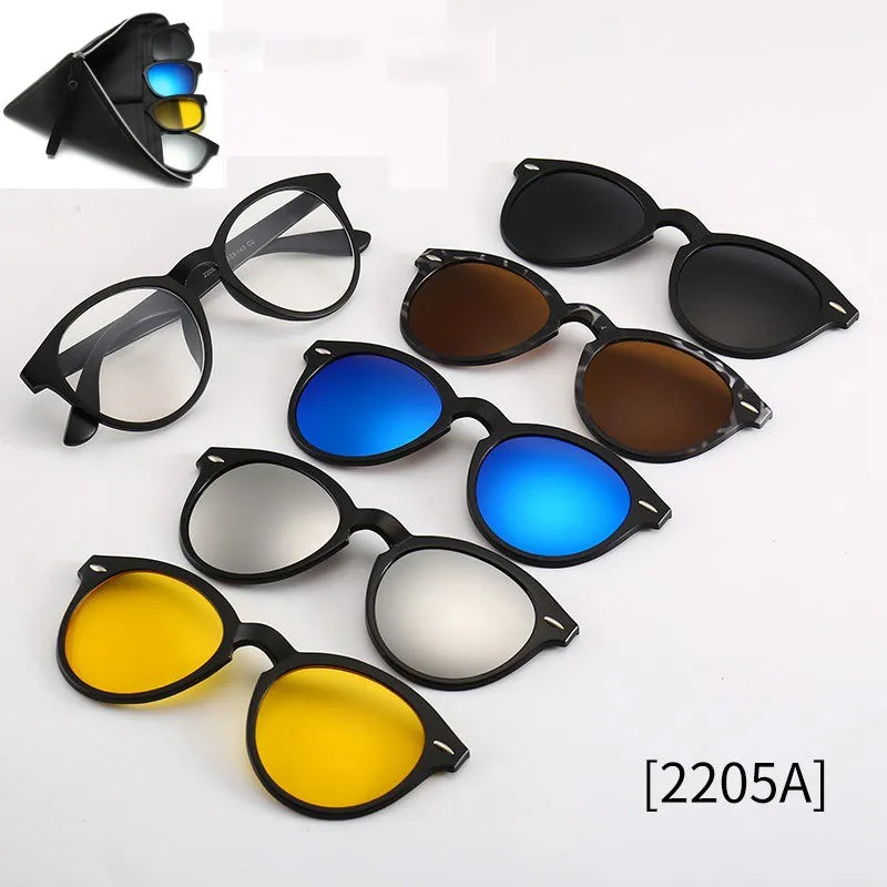 HJYFINO 5 Lenes Magnet Sunglasses Clip Mirrored Clip on Sunglasses