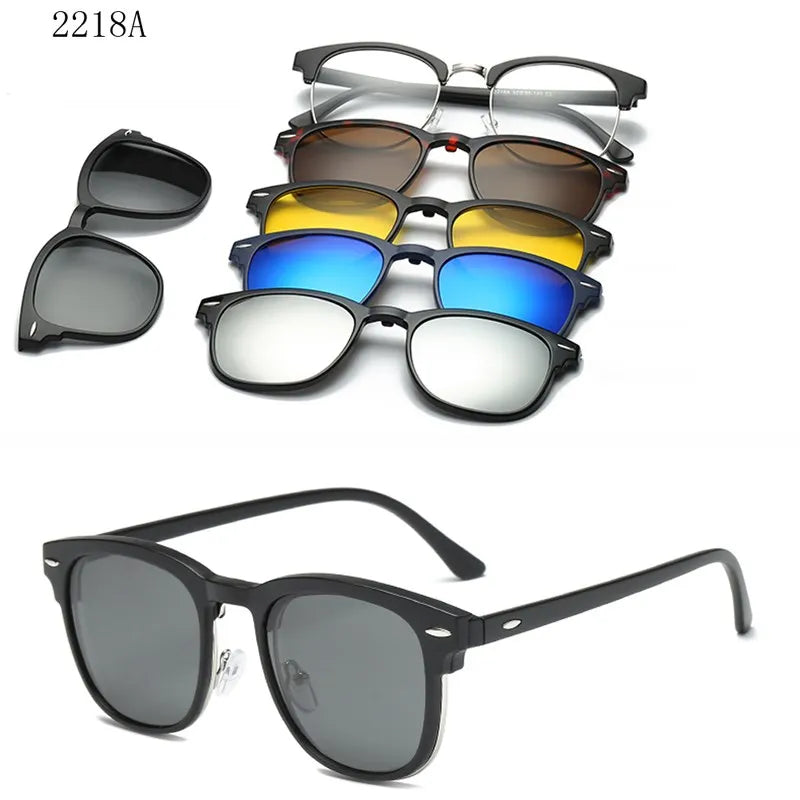 HJYFINO 5 Lenes Magnet Sunglasses Clip Mirrored Clip on Sunglasses