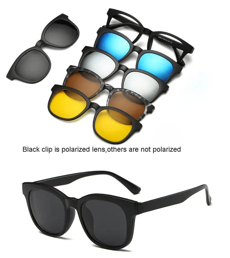 HJYFINO 5 Lenes Magnet Sunglasses Clip Mirrored Clip on Sunglasses