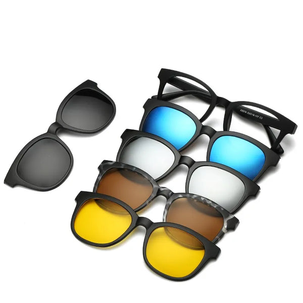 HJYFINO 5 Lenes Magnet Sunglasses Clip Mirrored Clip on Sunglasses