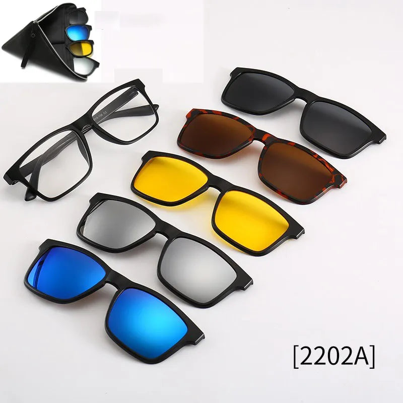 HJYFINO 5 Lenes Magnet Sunglasses Clip Mirrored Clip on Sunglasses
