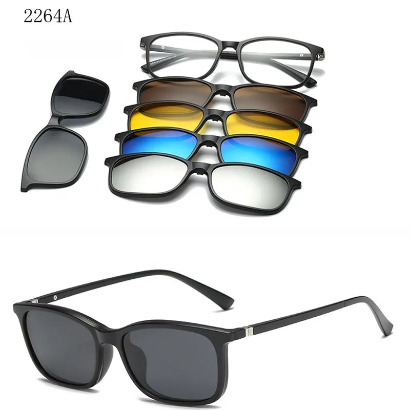 HJYFINO 5 Lenes Magnet Sunglasses Clip Mirrored Clip on Sunglasses