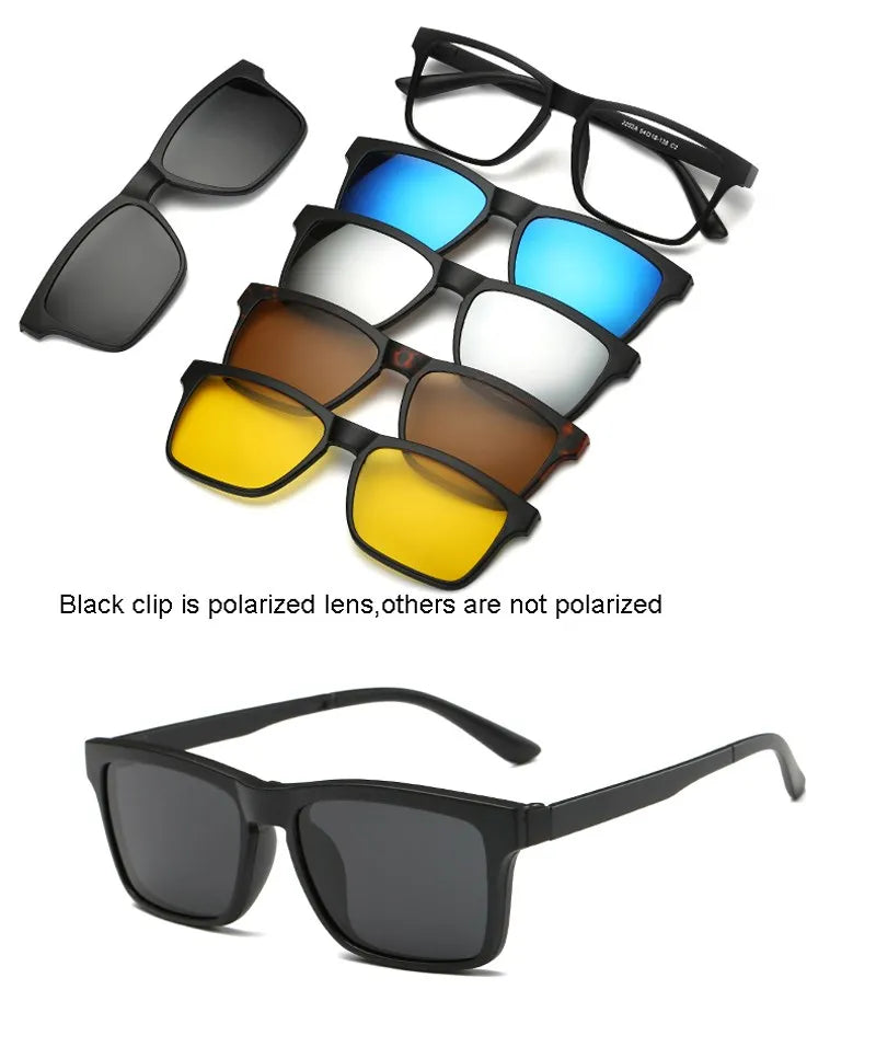 HJYFINO 5 Lenes Magnet Sunglasses Clip Mirrored Clip on Sunglasses