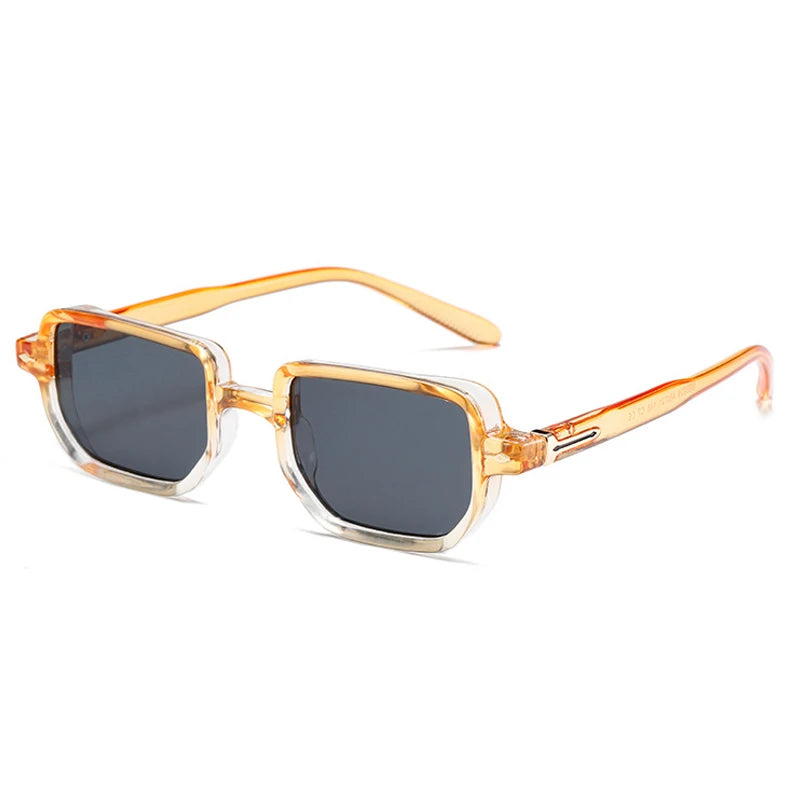 SO&EI Retro Rectangle Rivets Men Punk Gradient Sunglasses Shades UV400