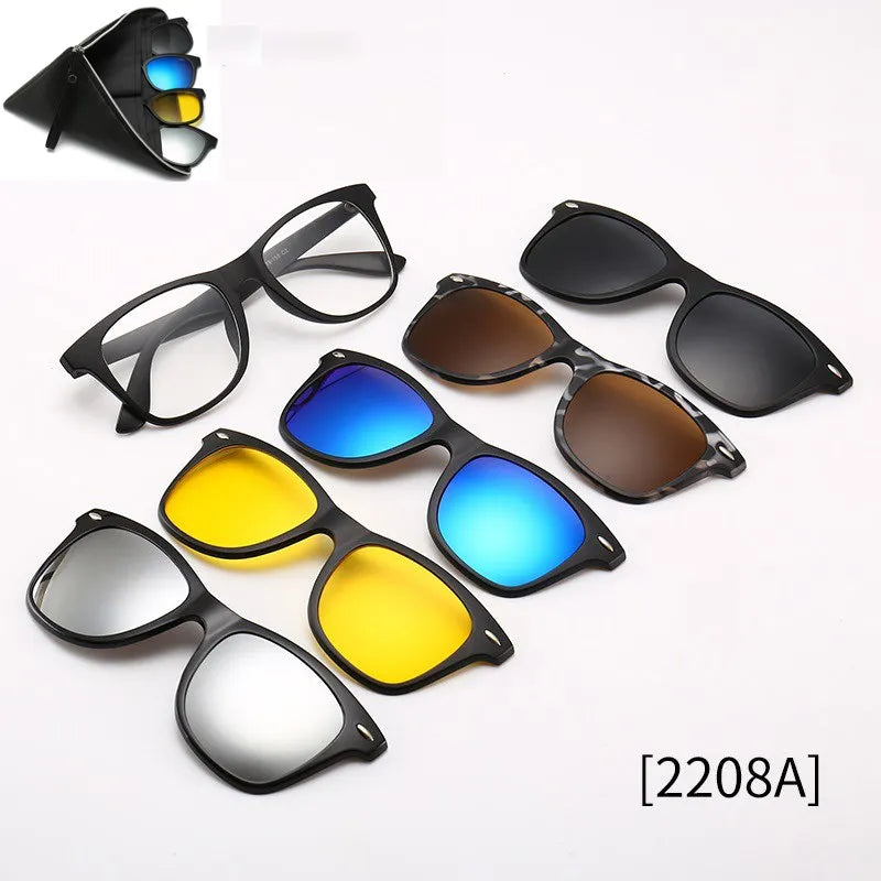 HJYFINO 5 Lenes Magnet Sunglasses Clip Mirrored Clip on Sunglasses