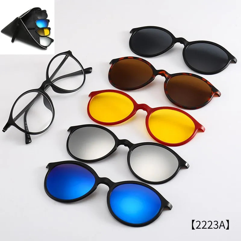 HJYFINO 5 Lenes Magnet Sunglasses Clip Mirrored Clip on Sunglasses